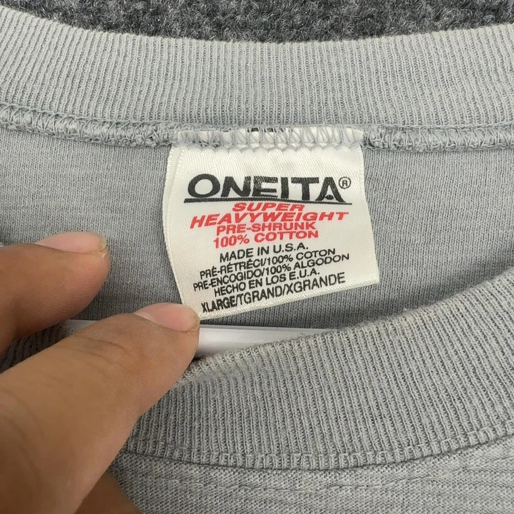 Vintage Oneita T Shirt Mens XL Grey Cotton American Flag Cape Cod Graphic Retro